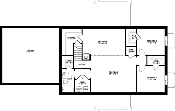 Farmhouse Floor Plan - Lower Floor Plan #126-239