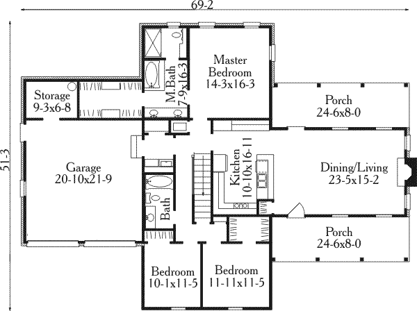 Home Plan - Traditional Floor Plan - Main Floor Plan #406-162