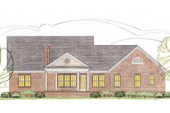 Exterior - Rear Elevation for Traditional House Plan #406-286 - 3 bed, 2 bath