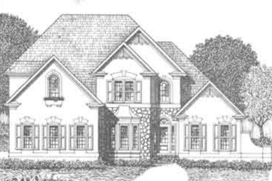 Exterior - Front Elevation for European House Plan #129-120 - 3 bed, 3.5 bath