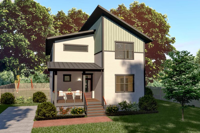House Design - Exterior - Front Elevation 2 for Modern House Plan #79-370 - 5 bed, 3 bath