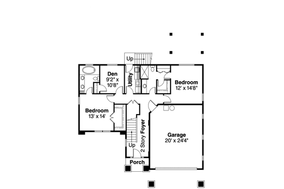 Floor Plan - Main Floor for Craftsman House Plan #124-619 - 3 bed, 3.5 bath