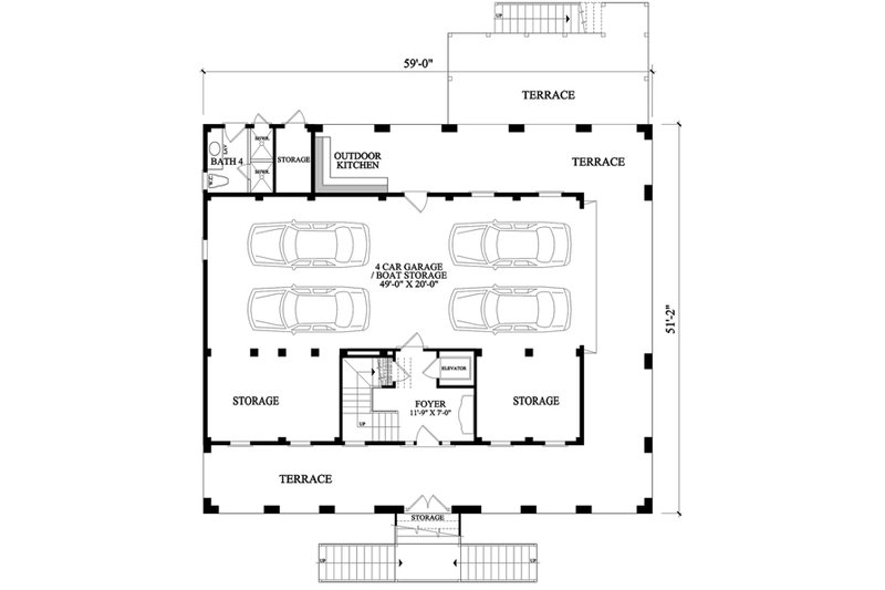 Dream House Plan - Floor Plan - Lower Floor for Beach House Plan #137-405 - 4 bed, 4.5 bath
