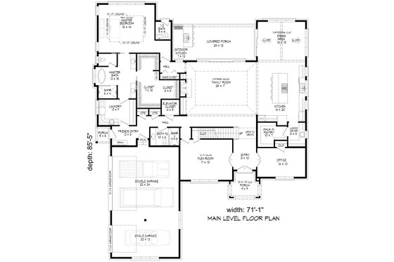 Floor Plan - Main Floor for Colonial House Plan #932-1147 - 4 bed, 4.5 bath
