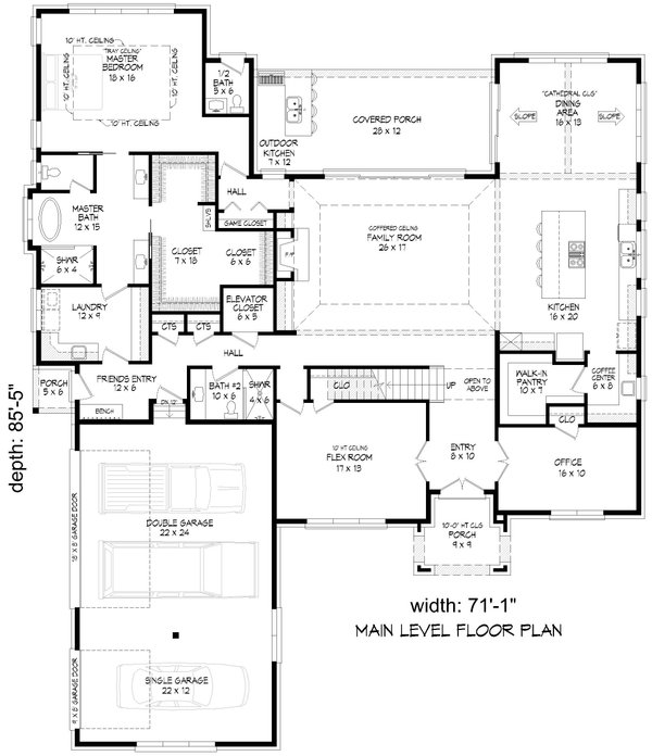 Colonial Floor Plan - Main Floor Plan #932-1147