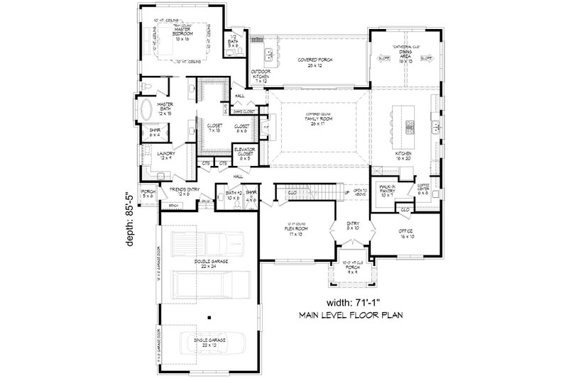 Dream House Plan - Floor Plan - Main Floor for Colonial House Plan #932-1147 - 4 bed, 4.5 bath