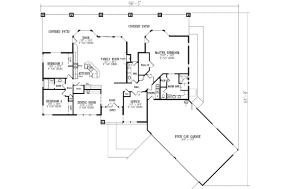 Floor Plan - Main Floor for Adobe / Southwestern House Plan #1-585 - 3 bed, 2.5 bath