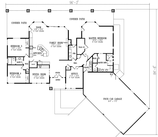 Adobe / Southwestern Floor Plan - Main Floor Plan #1-585