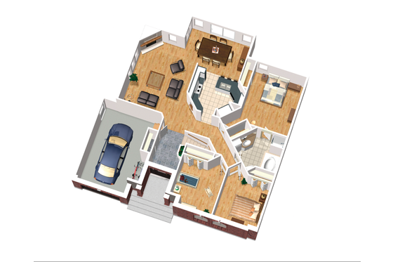 Floor Plan - Main Floor 1 for European House Plan #25-4823 - 3 bed, 1 bath