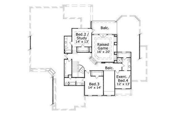 Floor Plan - Upper Floor for European House Plan #411-653 - 5 bed, 4.5 bath