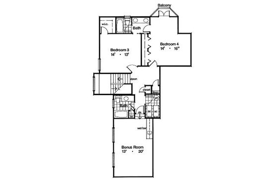 Floor Plan - Upper Floor for European House Plan #417-395 - 4 bed, 4.5 bath
