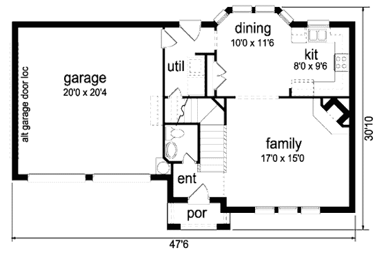 Floor Plan - Main Floor for Traditional House Plan #84-346 - 3 bed, 2.5 bath