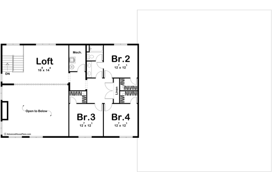 Floor Plan - Upper Floor for Barndominium House Plan #455-243 - 4 bed, 2.5 bath