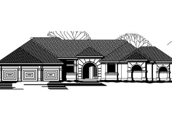 Exterior - Front Elevation for Mediterranean House Plan #67-682 - 4 bed, 3 bath