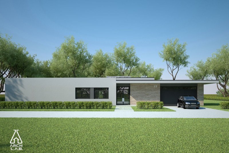 House Blueprint - Exterior - Front Elevation 3 for Modern House Plan #552-4 - 3 bed, 2 bath