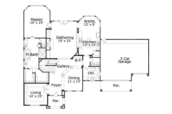 Floor Plan - Main Floor for Traditional House Plan #411-148 - 5 bed, 3.5 bath
