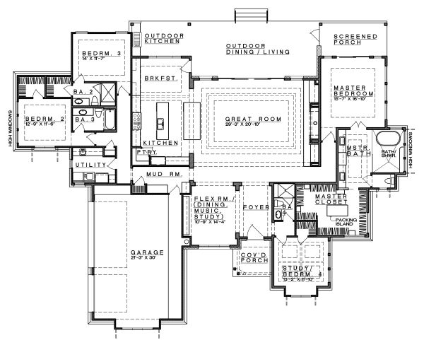 House Blueprint - Contemporary Floor Plan - Main Floor Plan #935-18