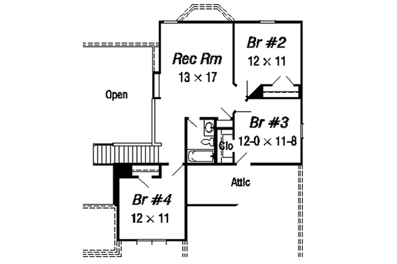 Floor Plan - Upper Floor for European House Plan #329-269 - 4 bed, 2.5 bath