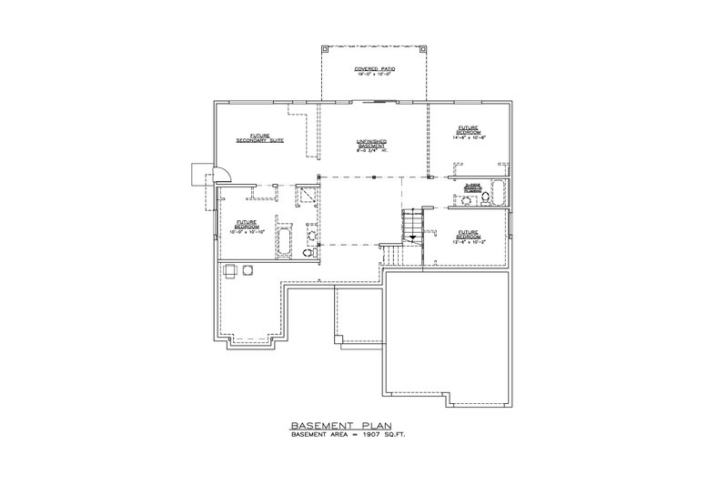 House Blueprint - Floor Plan - Lower Floor for Modern House Plan #1100-31 - 2 bed, 2.5 bath