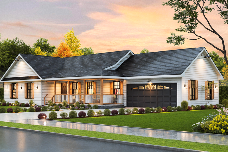 Home Plan - Exterior - Front Elevation 3 for Ranch House Plan #54-652 - 3 bed, 2 bath