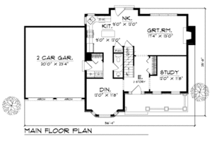 Floor Plan - Main Floor for Traditional House Plan #70-308 - 4 bed, 2.5 bath