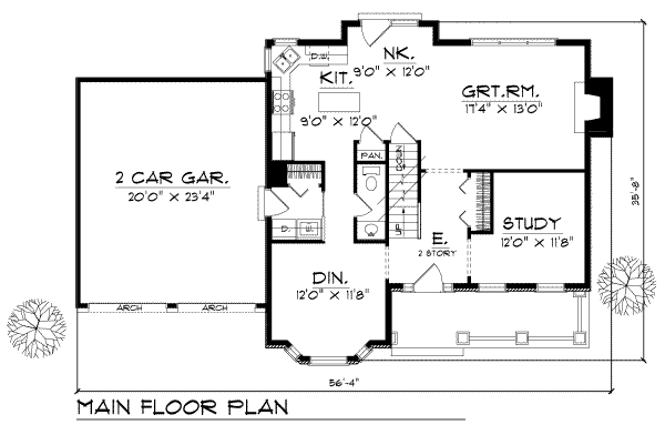 Home Plan - Traditional Floor Plan - Main Floor Plan #70-308