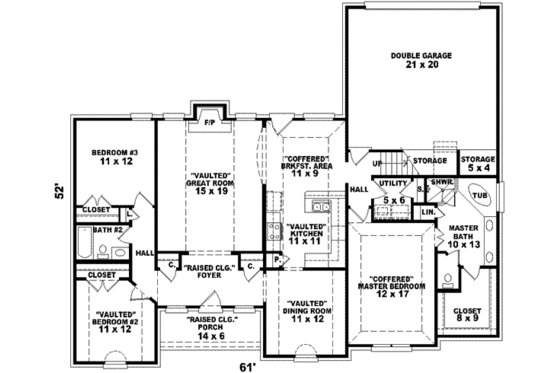 Floor Plan - Main Floor for Traditional House Plan #81-919 - 3 bed, 2 bath