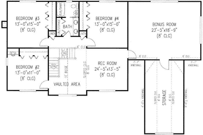 House Plan Design - Floor Plan - Upper Floor for Country House Plan #11-118 - 5 bed, 2.5 bath