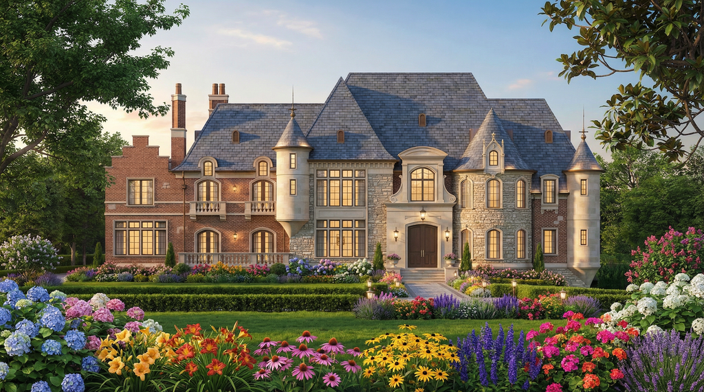 Exterior - Front Elevation 5 for European House Plan #119-481 - 5 bed, 5 bath