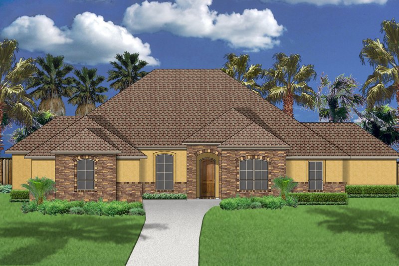 Mediterranean Style House Plan - 4 Beds 3 Baths 3087 Sq/Ft Plan #84-598