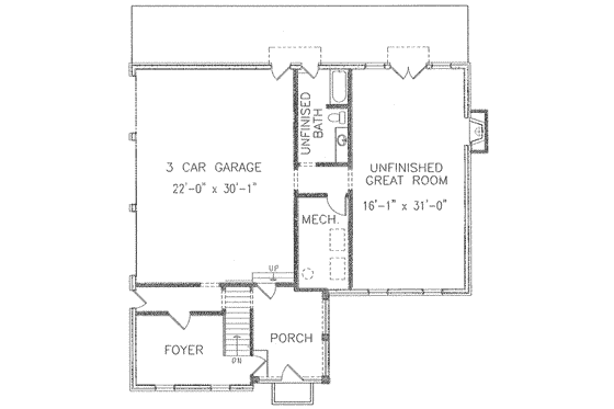 Floor Plan - Main Floor for Colonial House Plan #54-127 - 3 bed, 3 bath
