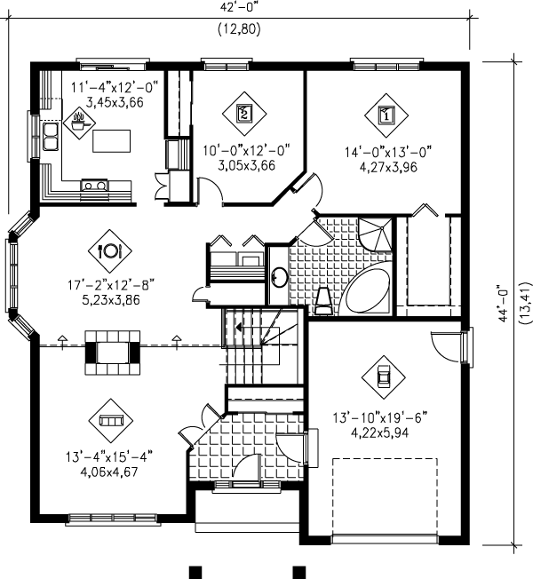 Home Plan - Traditional Floor Plan - Main Floor Plan #25-145