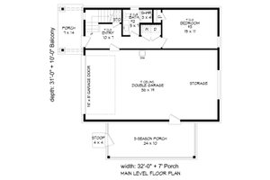 Floor Plan - Main Floor for Contemporary House Plan #932-561 - 3 bed, 2 bath