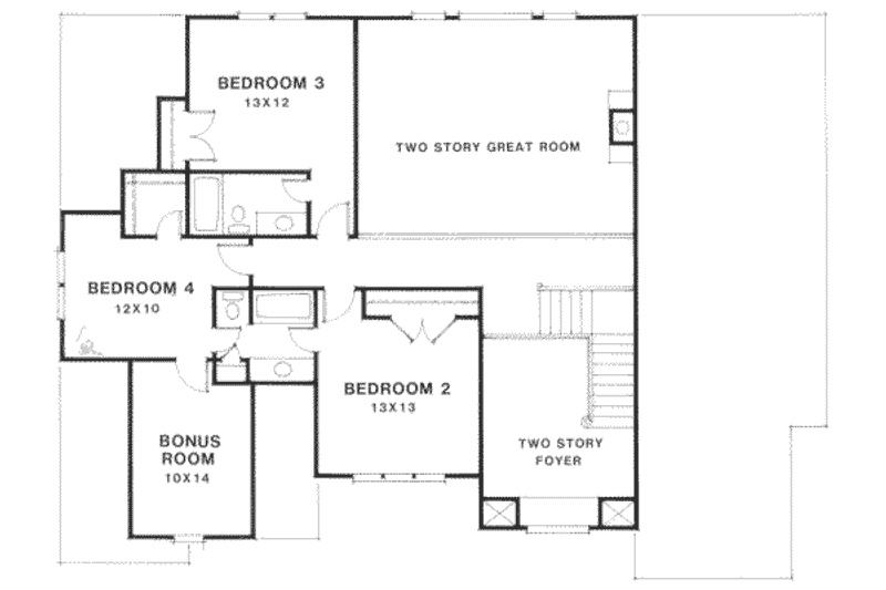 Home Plan - Floor Plan - Upper Floor for European House Plan #129-154 - 4 bed, 3.5 bath