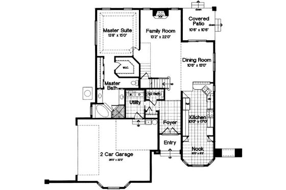 Floor Plan - Main Floor for European House Plan #417-223 - 3 bed, 2.5 bath