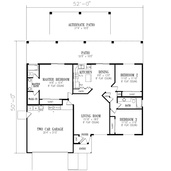 Adobe / Southwestern Style House Plan - 3 Beds 2 Baths 1411 Sq/Ft Plan ...