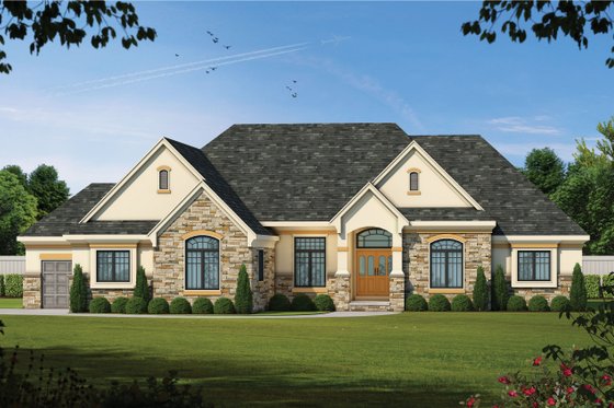 Exterior - Front Elevation 3 for European House Plan #20-2128 - 3 bed, 2.5 bath