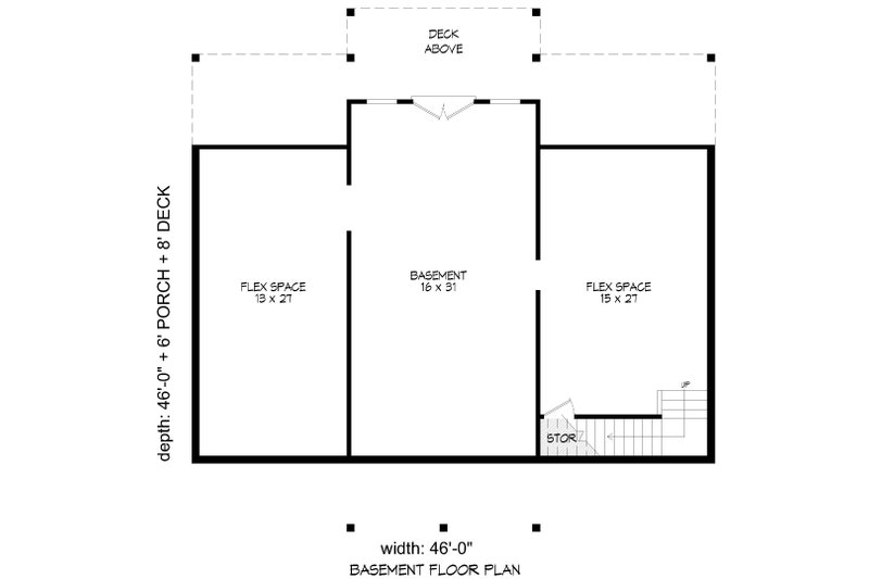 Architectural House Design - Floor Plan - Lower Floor for Country House Plan #932-1059 - 3 bed, 2 bath