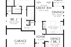 Floor Plan - Main Floor for Farmhouse House Plan #48-1107 - 3 bed, 2 bath
