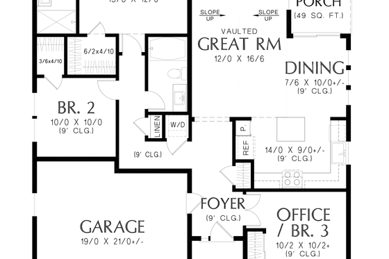 Floor Plan - Main Floor for Farmhouse House Plan #48-1107 - 3 bed, 2 bath