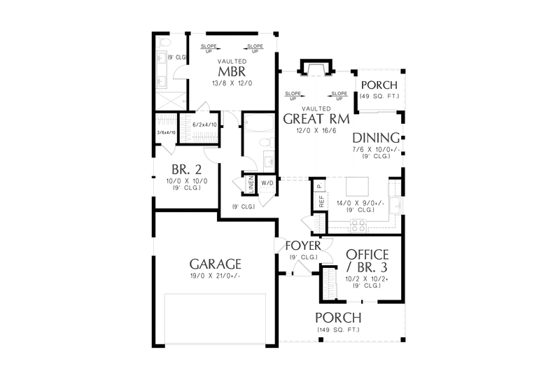 House Plan Design - Floor Plan - Main Floor for Farmhouse House Plan #48-1107 - 3 bed, 2 bath