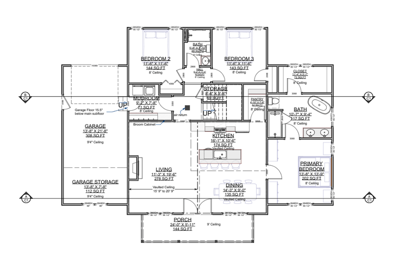 House Design - Floor Plan - Main Floor for Barndominium House Plan #1116-30 - 3 bed, 2 bath