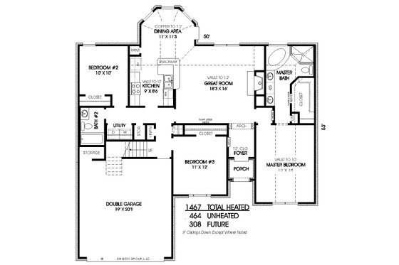 Floor Plan - Main Floor for European House Plan #424-271 - 3 bed, 2 bath