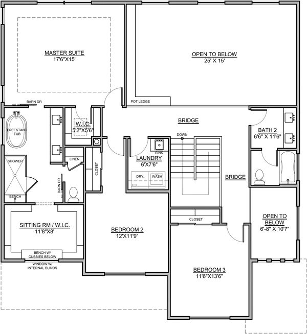 House Blueprint - Craftsman Floor Plan - Upper Floor Plan #1073-16