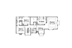 Floor Plan - Upper Floor for European House Plan #411-645 - 3 bed, 3.5 bath