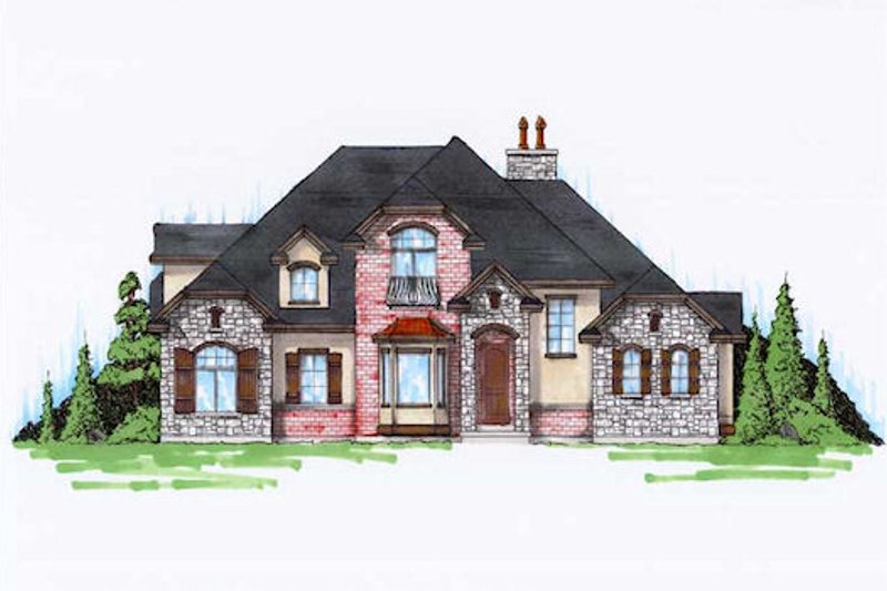House Plan Design - European Exterior - Front Elevation Plan #5-372