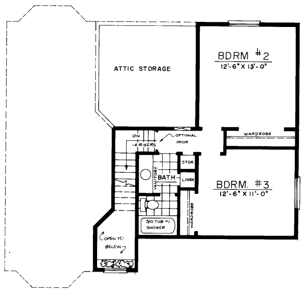 Bungalow Floor Plan - Upper Floor Plan #303-296
