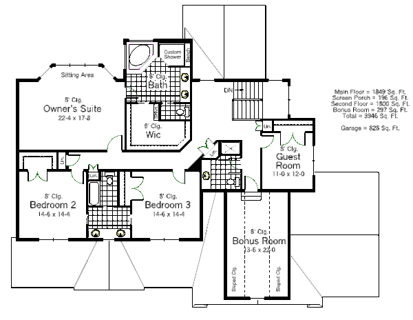Craftsman Floor Plan - Upper Floor Plan #51-369