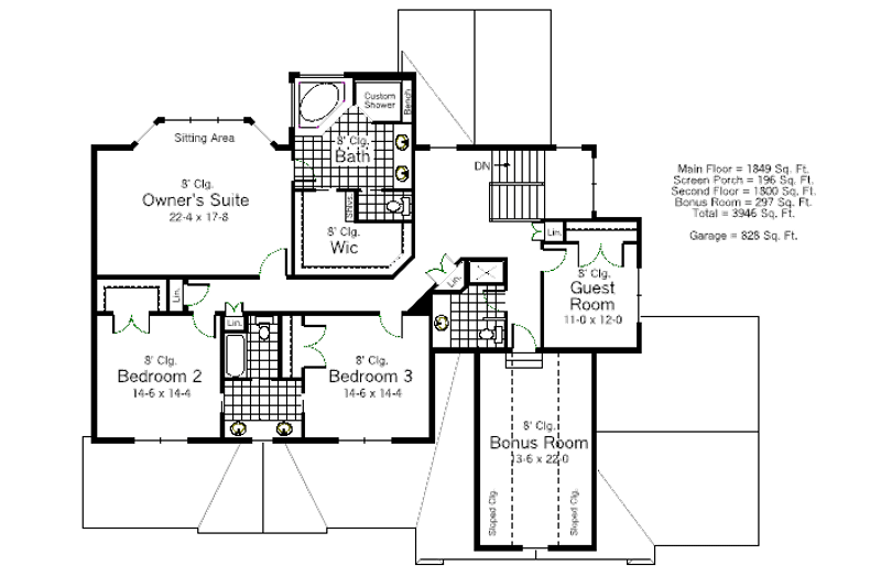 Home Plan - Floor Plan - Upper Floor for Craftsman House Plan #51-369 - 4 bed, 3.5 bath