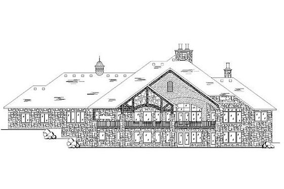 Exterior - Rear Elevation for European House Plan #5-346 - 5 bed, 5 bath